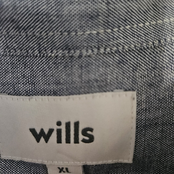 Men's Size XL Wills Blue Short Sleeve Button Down Shirt - Picture 7 of 7